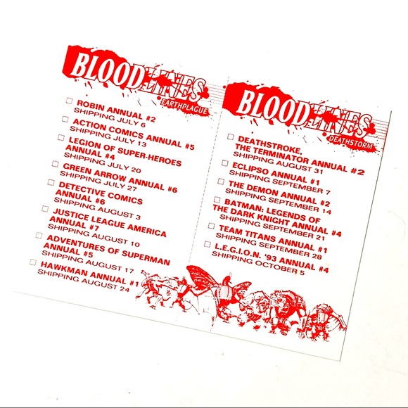 Vintage Bloodlines DC Comics Collector’s Checklist Card - Picture 1 of 4